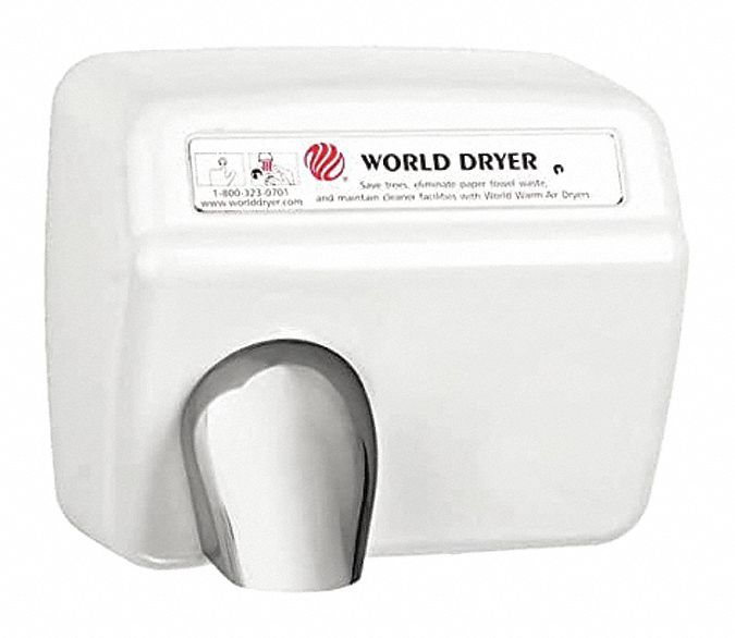 WORLD DRYER Cast Iron, Fixed Nozzle, Automatic, Hand Dryer, 115