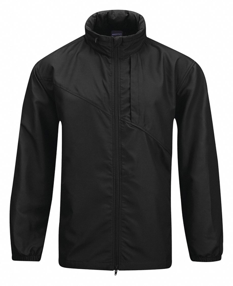 PROPPER Packable Unlined Wind Jacket, XL Fits Chest Size 46 in to 48 in, Black Color 56EX58