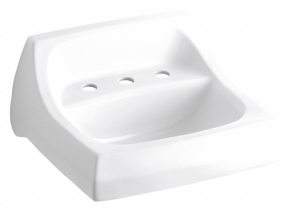 Bathroom Sink: Kingston™, White, Vitreous China, 21 1/4 in Overall Lg, 18 1/8 in Overall Wd