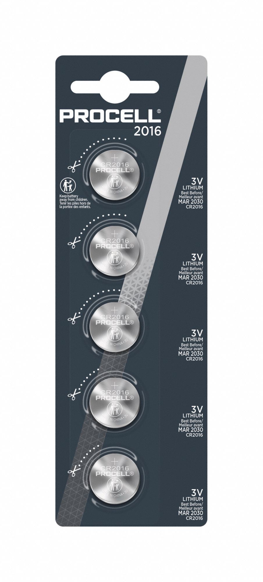 DURACELL PROCELL Coin Cell Battery 2016 Battery Size, Lithium, 110 mAh