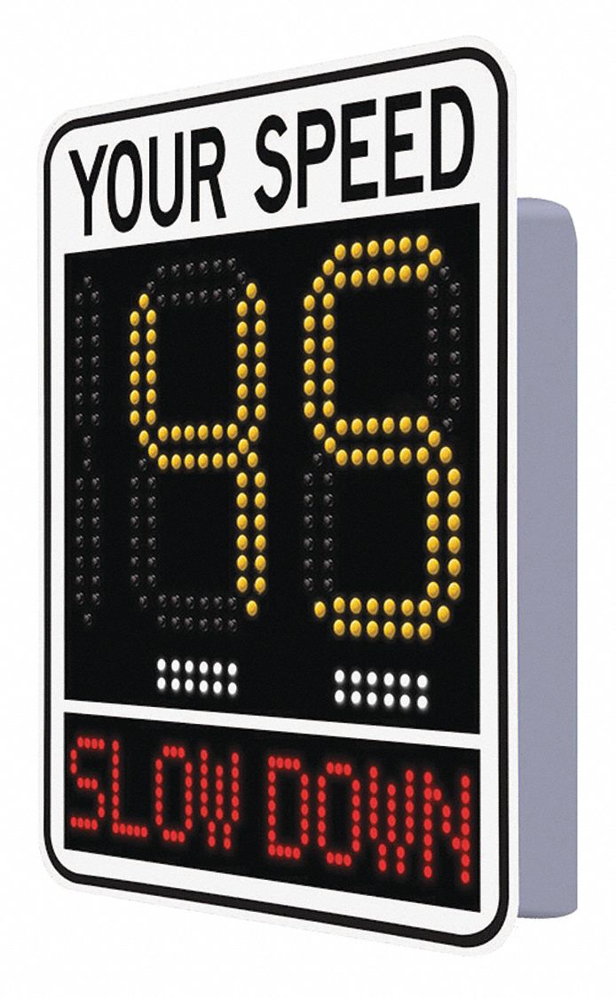Aluminum, LED Radar Speed Display Sign 56FK59140091 Grainger