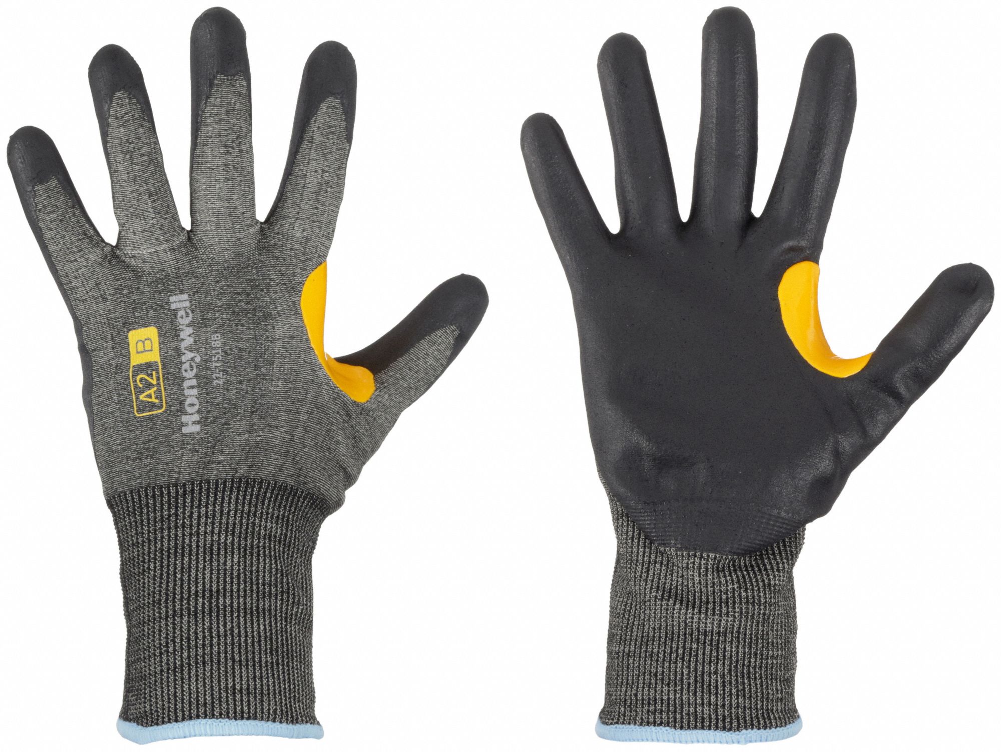 CUT-RESISTANT GLOVES, CORESHIELD, 18-GAUGE, XS/6, BLACK/YELLOW, 10 1/2 IN L, NITRILE/NYLON/HPPE