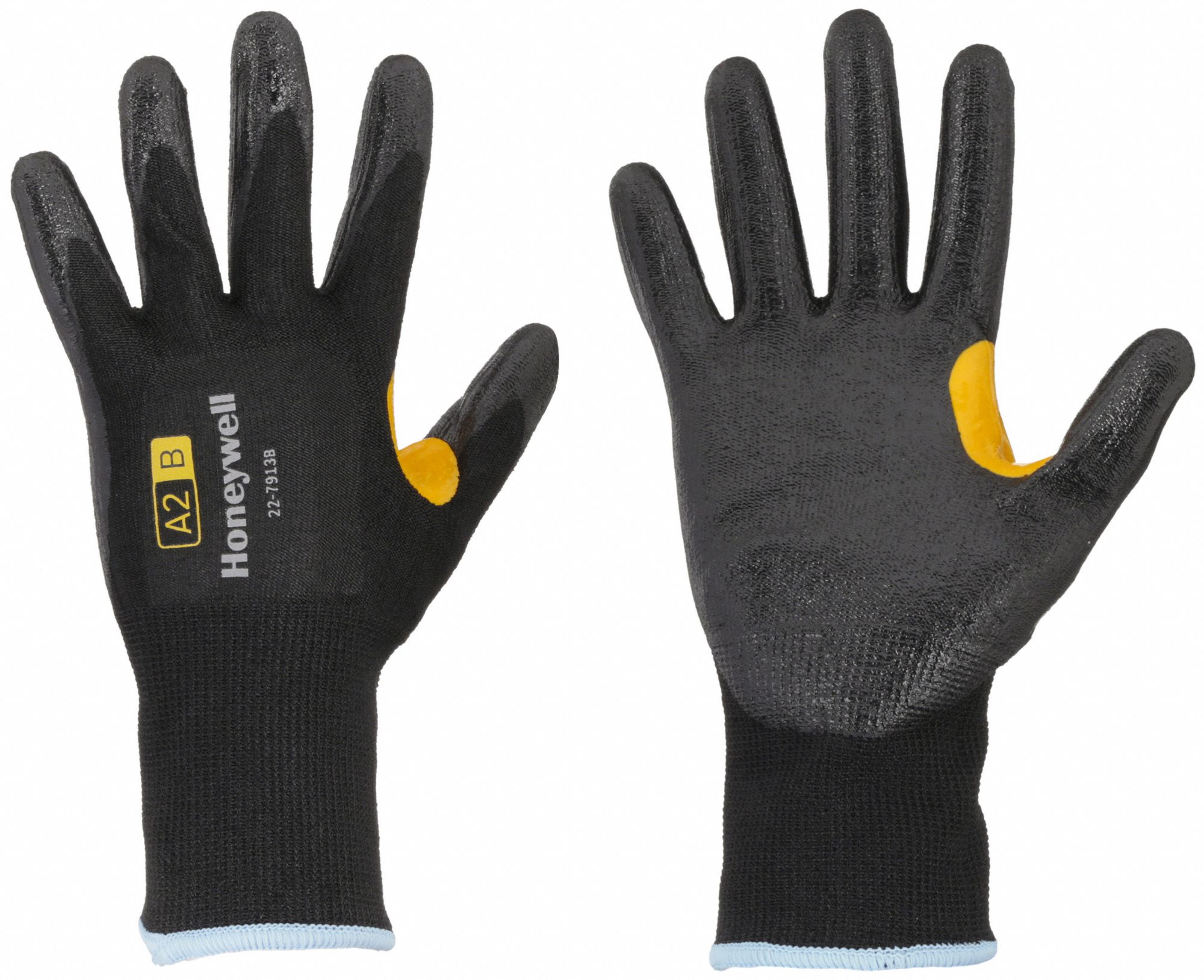 CUT-RESISTANT GLOVES, CORESHIELD, 13-GAUGE, L/9, BLACK/YELLOW, 10 1/2 IN L, NITRILE/NYLON/HPPE