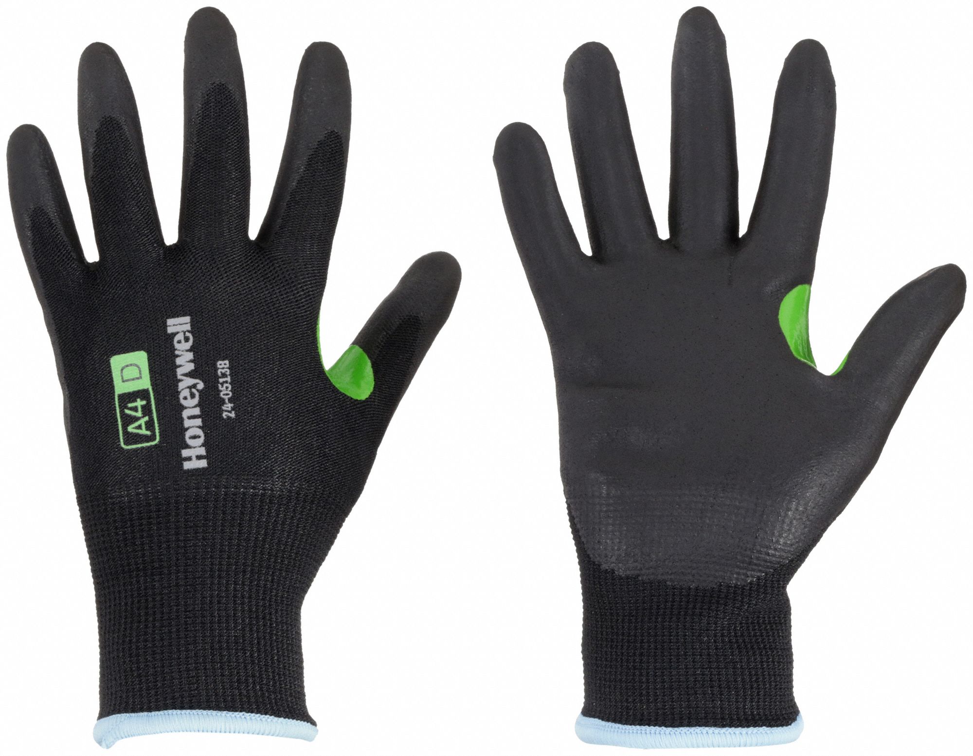 CUT-RESISTANT GLOVES, CORESHIELD, 13-GAUGE, XS/6, BLACK/GREEN, 10 1/2 IN L, NITRILE/NYLON/HPPE