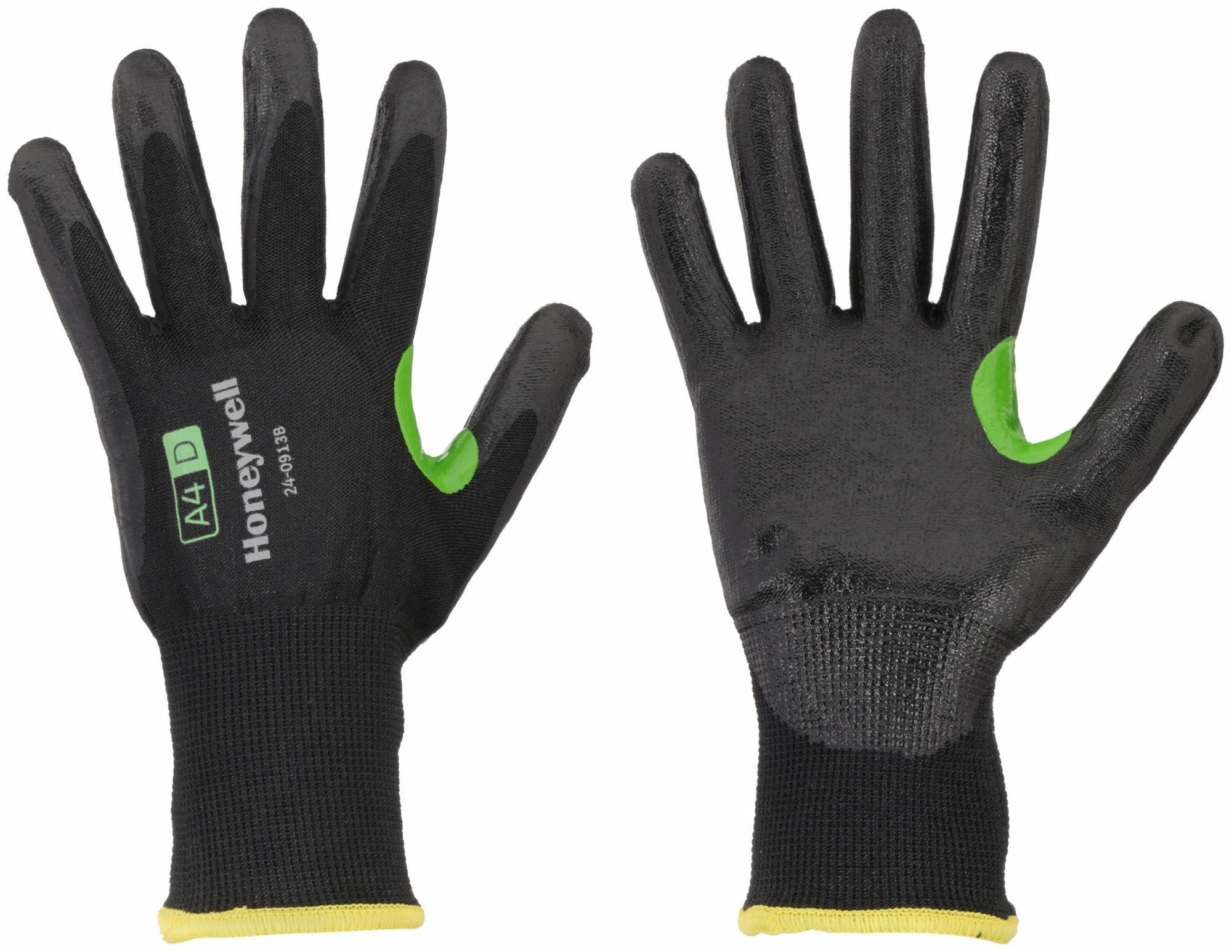 Cut-Resistant Gloves: L ( 9 ), ANSI Cut Level A4, Palm, Dipped, Nitrile, Smooth, 1 PR