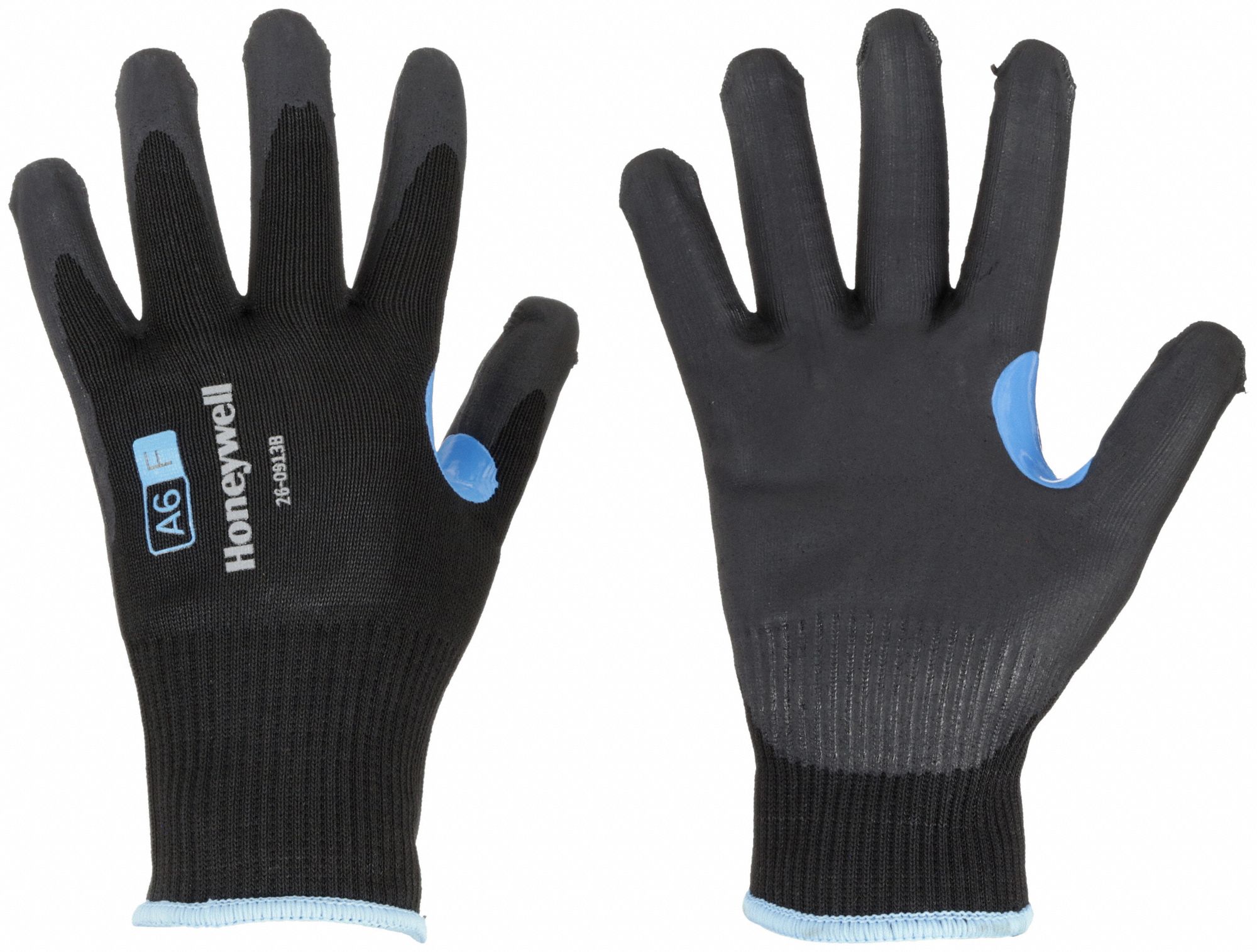 CUT-RESISTANT GLOVES, SIZE XXL/11, 13 GA, CUT LEVEL A6, BLACK/BLUE, FOAM NITRILE/NYLON/HPPE