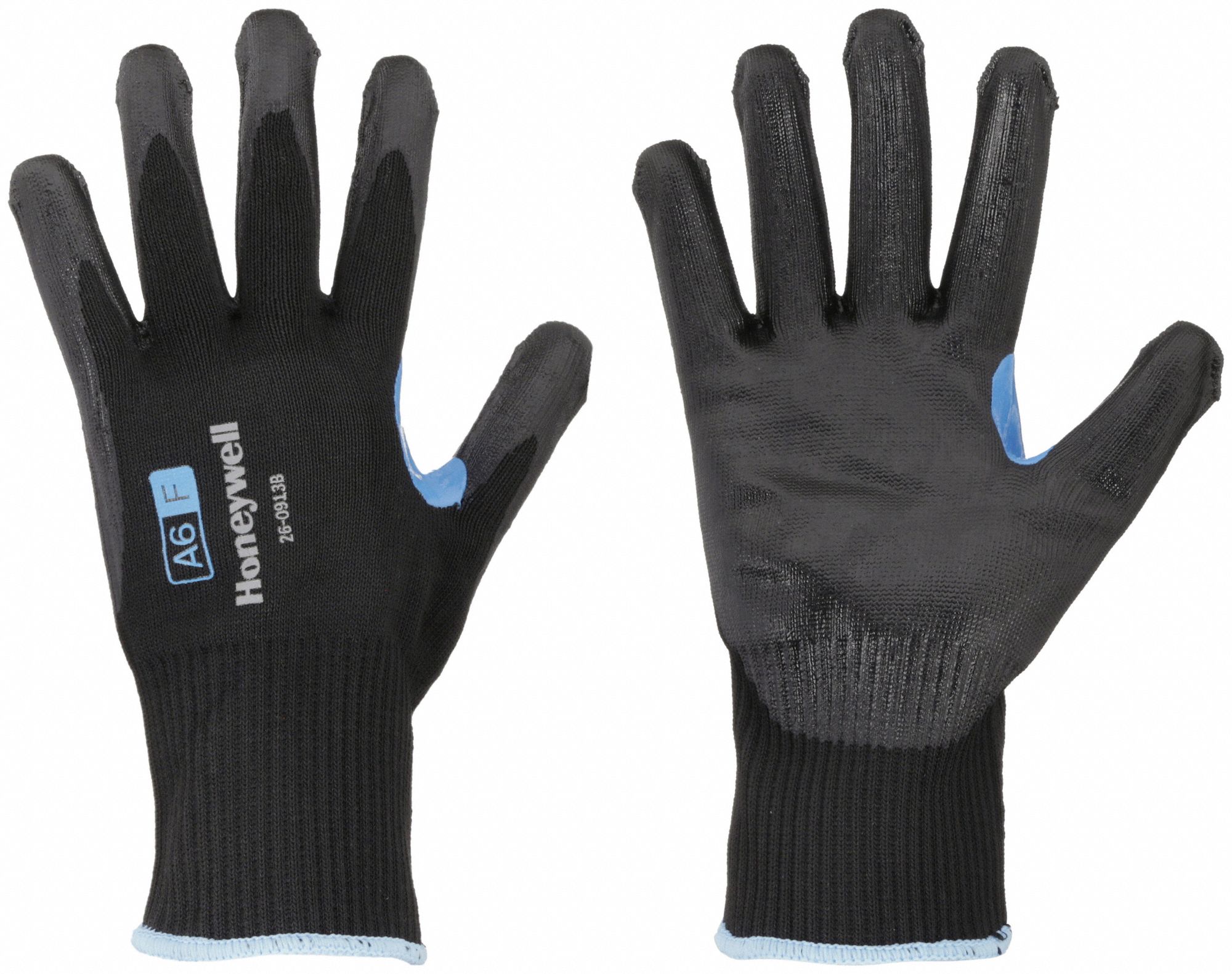 CUT-RESISTANT GLOVES, SZ M/8, 13 GA, PUNCTURE FORCE 175, BLUE/BLK, FOAM NITRILE/NYLON/HPPE