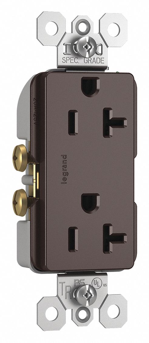 Recept, Brown, 20 A, 2P3W, Back; Side, 1PK