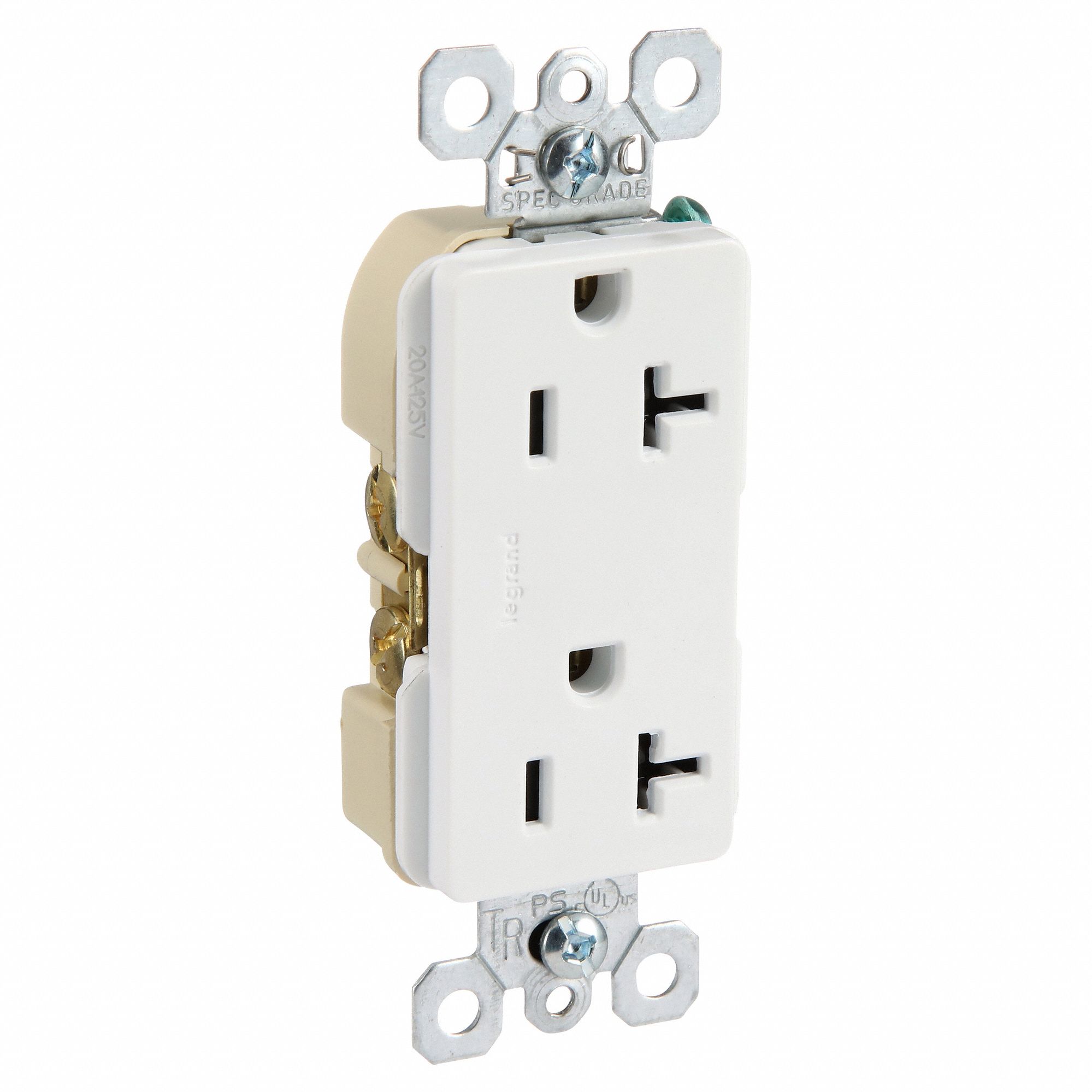 Recept, White, 20 A, 2P3W, Back; Side, 1PK