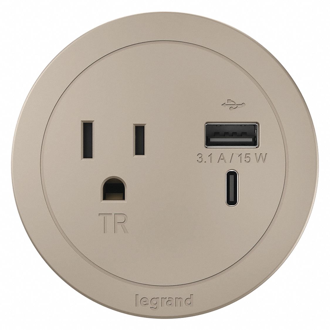 LEGRAND, 1 Outlets, Type A/Type C, Furniture Power Outlet 56FN46
