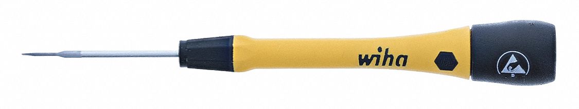 ESD-SAFE PRECISION SLOTTED SCREWDRIVER, 1 MM TIP SIZE, 5¼ IN OVERALL L, 1½ IN SHANK L