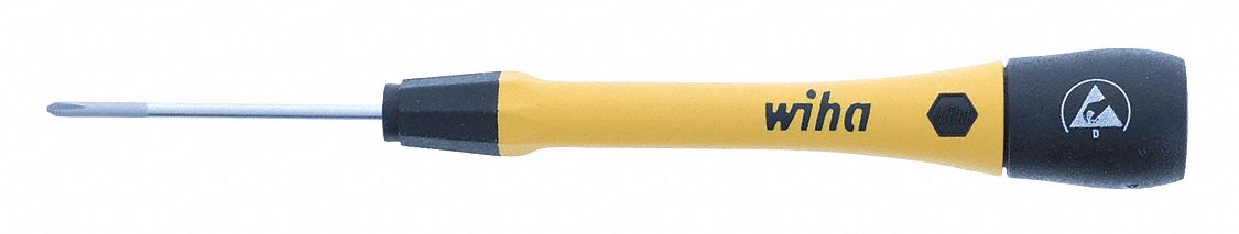 ESD-SAFE PRECISION PHILLIPS SCREWDRIVER, #00 TIP SIZE, 5¼ IN OVERALL L, 1½ IN SHANK L