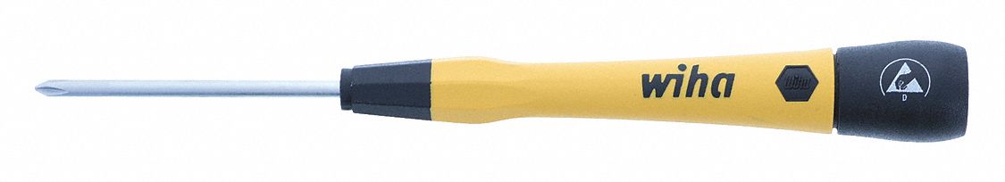 ESD-SAFE PRECISION PHILLIPS SCREWDRIVER, #0 TIP SIZE, 6 IN OVERALL L, 2 IN SHANK L