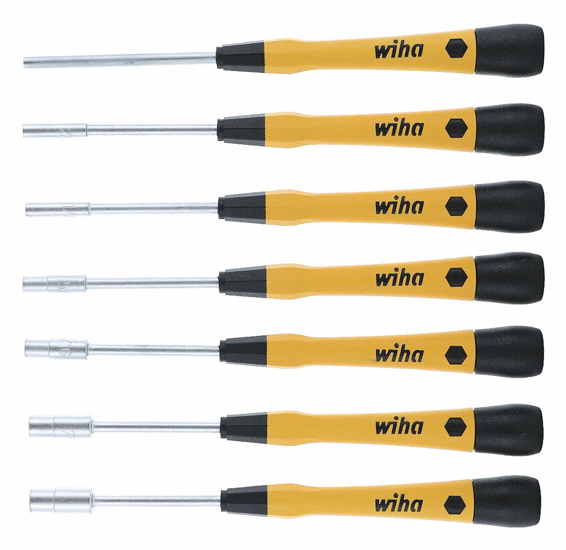 WIHA, SAE, 6 3/16 in To 6 3/4 in, Solid Shank Precision Nut Driver Set