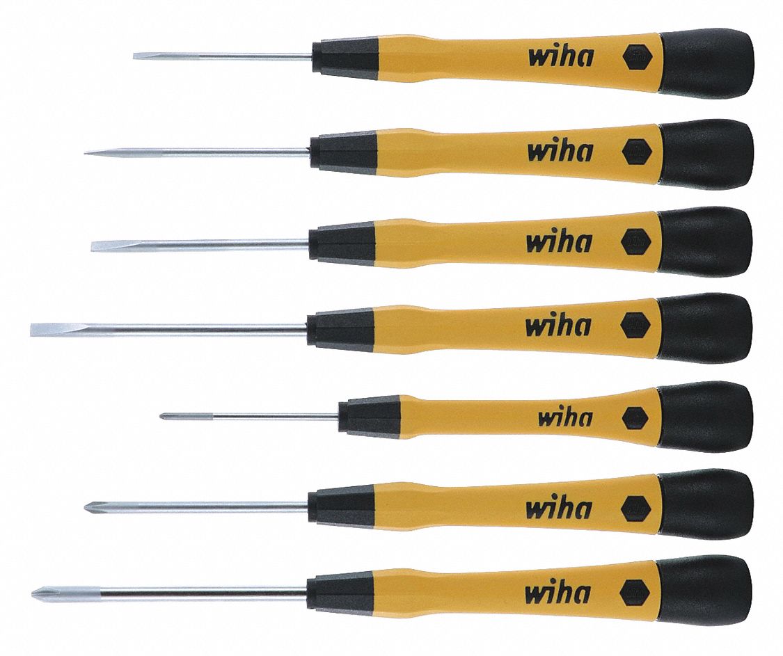 WIHA TOOLS ESD Safe Screwdriver Set 7 Pieces, Phillips/Slotted Tip