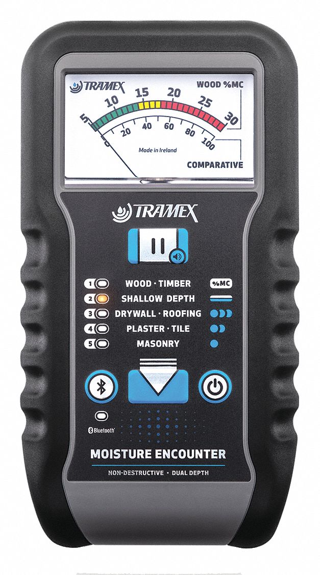 Moisture Meter: 0% to 100% (Building Materials)/5% to 30% (Wood) Moisture Content, Analog