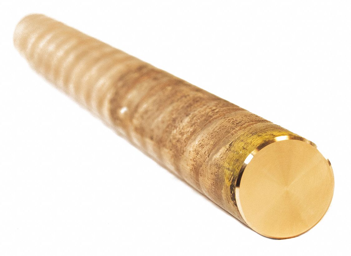 954 Bronze Rod: 1 1/2 in Outside Dia, 13 in Overall Lg, +0.03 in/+0.04 in, 32, 000 psi Yield Strength