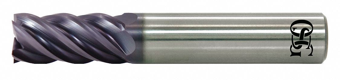 Square End Mill: Carbide, EXO Coated, 5 Flute, 1-1/4" Mill Dia, 1-1/2" LOC, 4" OAL