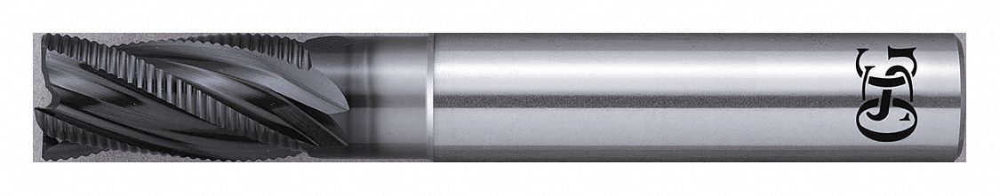 Roughing End Mill: Carbide, WXL Coated, 4 Flute, 1/4" Mill Dia, 1/2" LOC, 0.02" Chf, 2-1/2" OAL