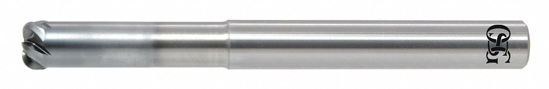 Corner Radius End Mill: Carbide, WXS Coated, 4 Flute, 2 mm Mill Dia, 0.8 mm LOC, 0.5 mm Rad