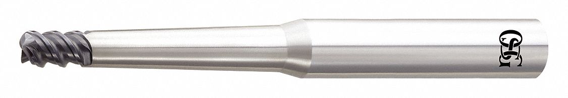 Corner Radius End Mill: Carbide, WXS Coated, 3 Flute, 2 mm Mill Dia, 3 mm LOC, 0.5 mm Rad