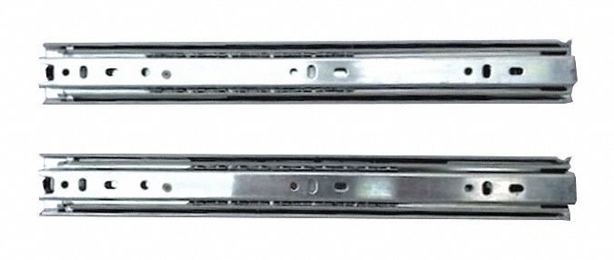 Drawer Slide: Ball Bearings, Side, Full Extension, 12 in Closed Lg, 12 in Travel Lg