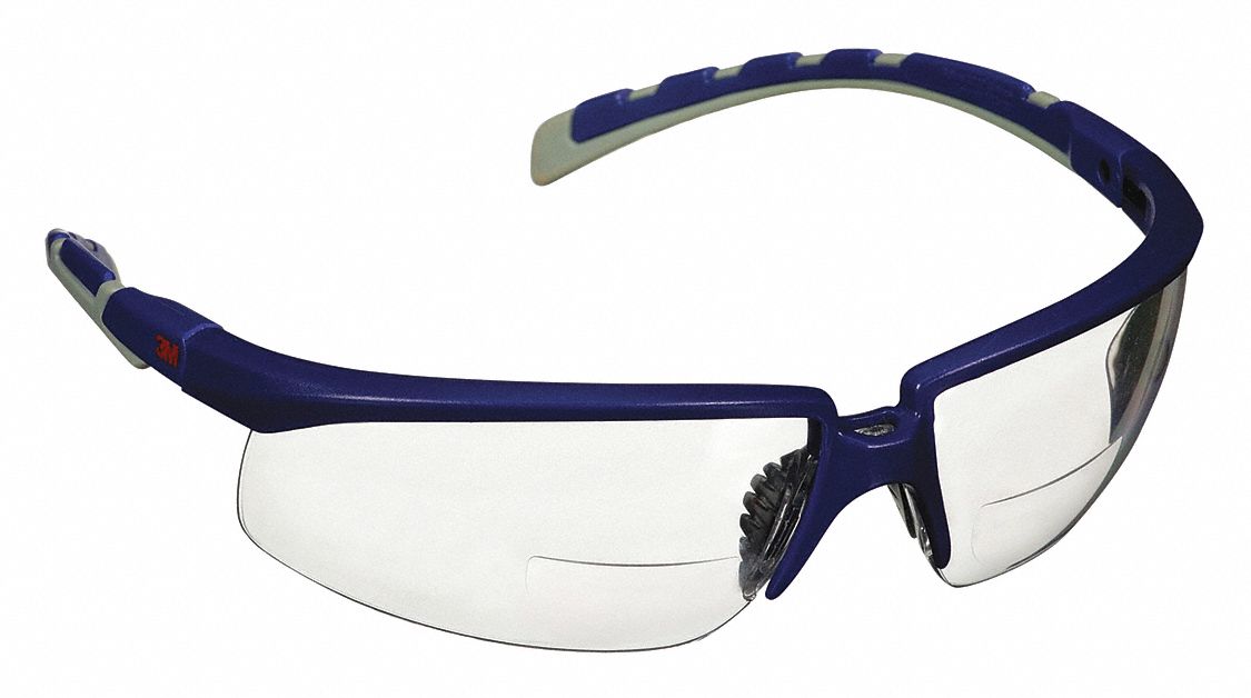 Reader Safety Glasses: Clear Lens Color, Wraparound Frame, Scotchgard™ Anti-Fog, Bottom, +2.50