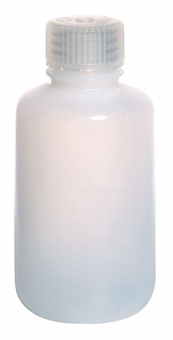 Bottle: 4 oz Labware Capacity - English, HDPE, Includes Closure, Polypropylene, 500 PK