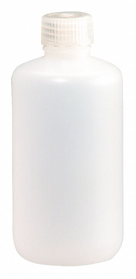Bottle: 16 oz Labware Capacity - English, HDPE, Includes Closure, Polypropylene, 48 PK