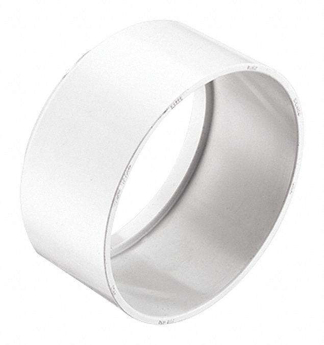 Adapter Bushing: Schedule DWV, 4 in x 4 in Fitting Pipe Size, Male Spigot x Female Socket, White