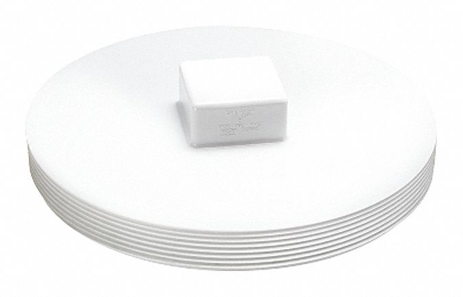 Cleanout Plug: Schedule DWV, 3 in Fitting Pipe Size, Spigot, White