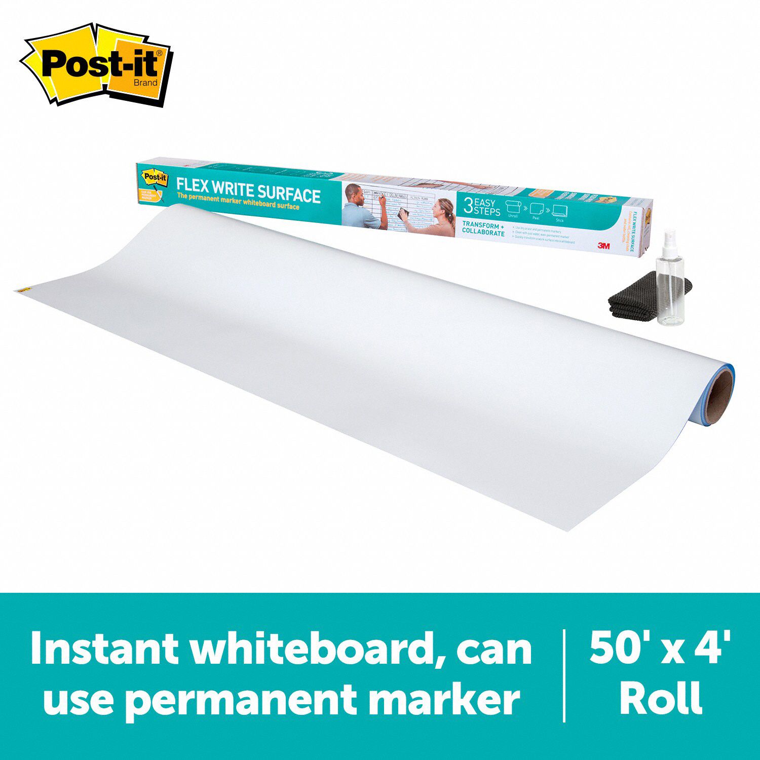 POSTIT Dry Erase Sheet 600 in Dry Erase Ht, 48 in Dry Erase Wd, 1