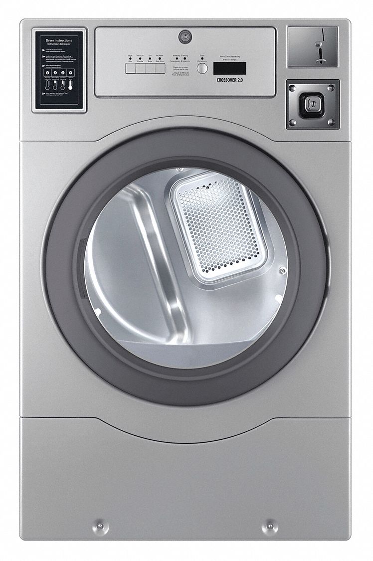 Dryer: 7 cu ft Dryer Capacity, Gas, Silver, 27 in Wd, 42 1/2 in Ht