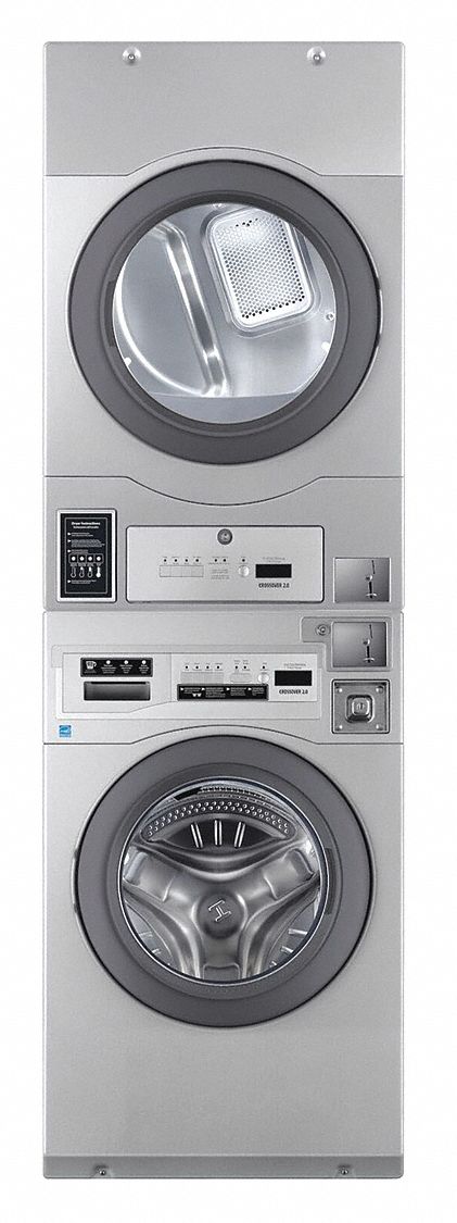Washer Dryer Combo: Electric, Stainless Steel, 3.4 cu ft Washer Capacity, Coin-Operated