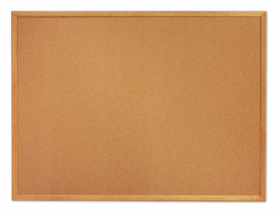 Bulletin Board: Cork, Wall Mounted, 48 in Overall Ht, 48 in Overall Wd, Natural, Oak