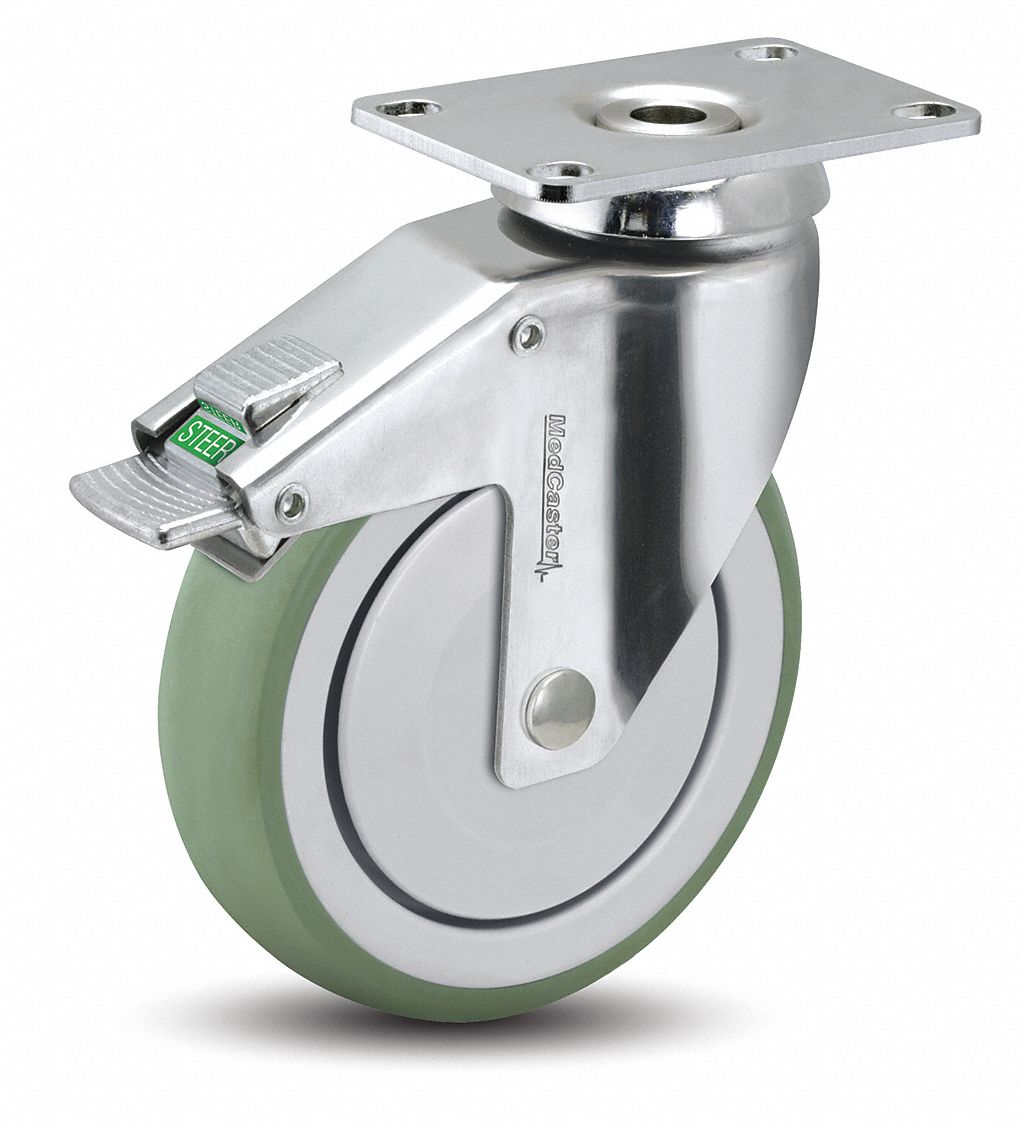 Plate Caster, Swivel, 3" Wheel Dia.