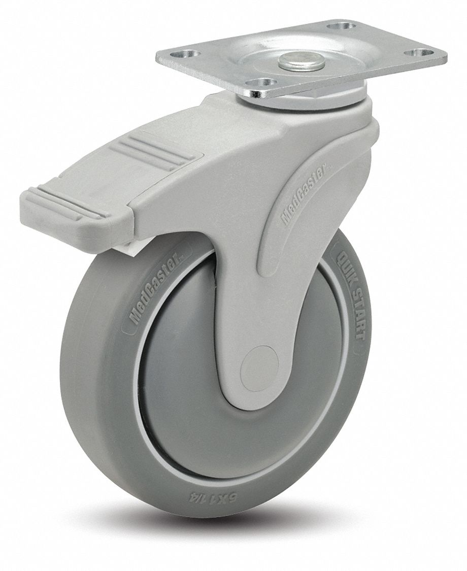 Plate Caster, Swivel, 4" Wheel Dia.
