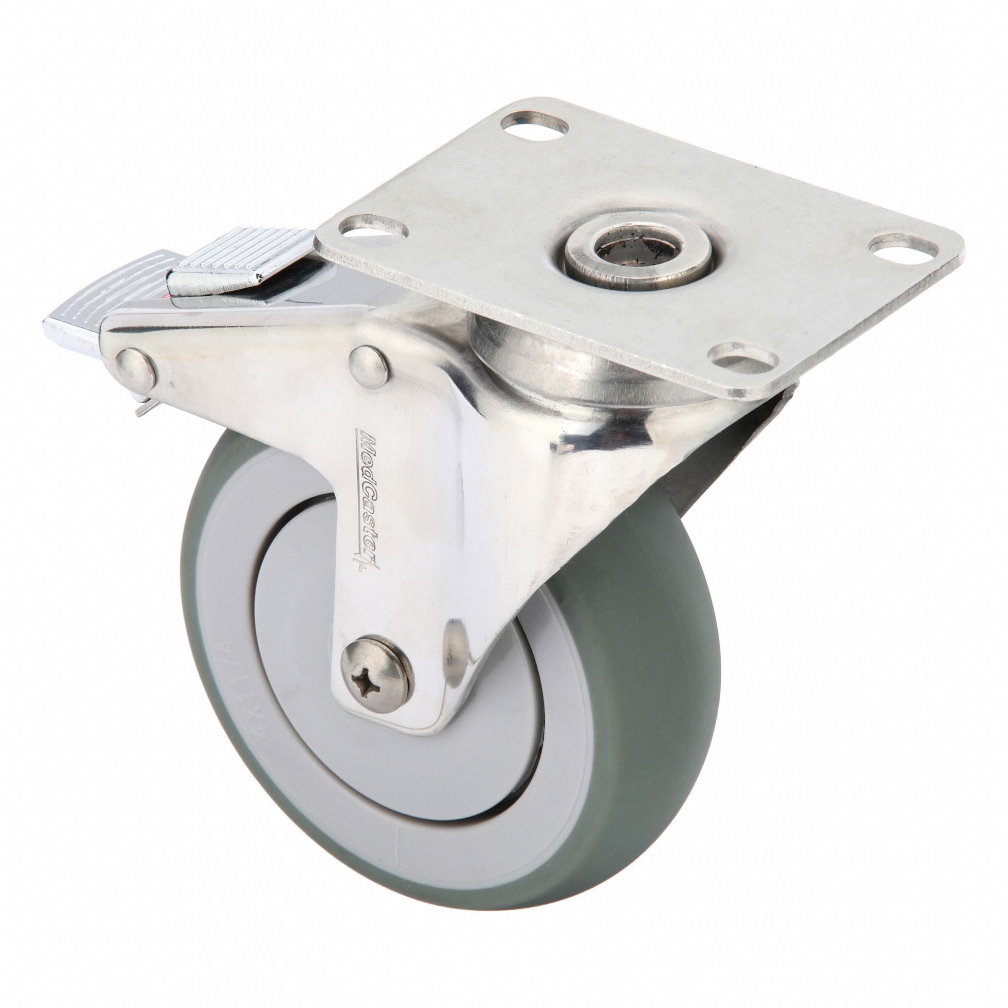 Plate Caster, Swivel, 4" Wheel Dia.