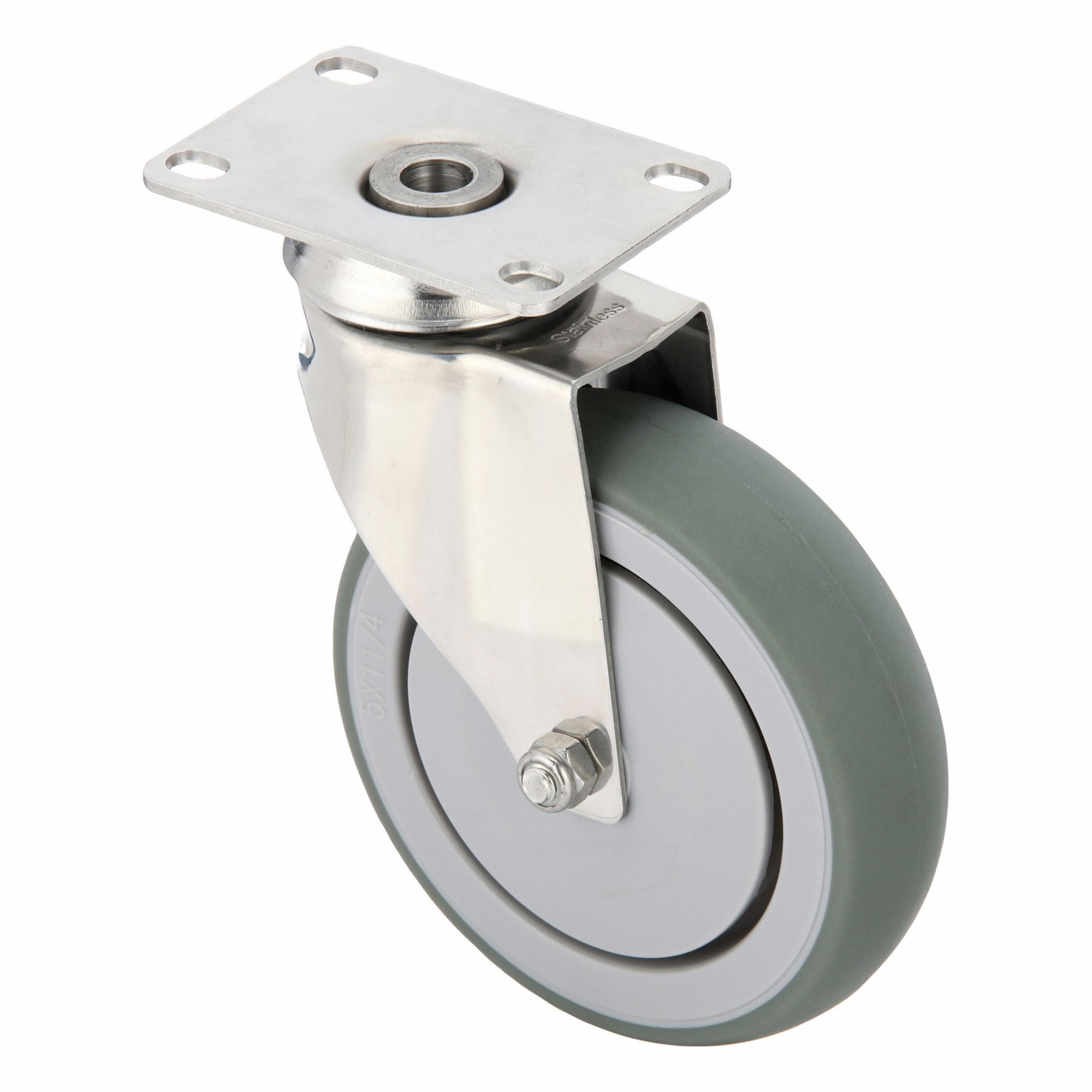 Plate Caster, Swivel, 5" Wheel Dia.