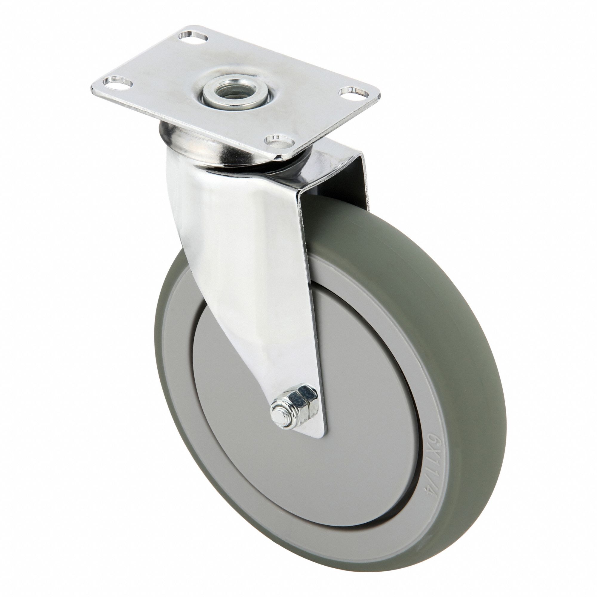 Plate Caster, Swivel, 6" Wheel Dia.
