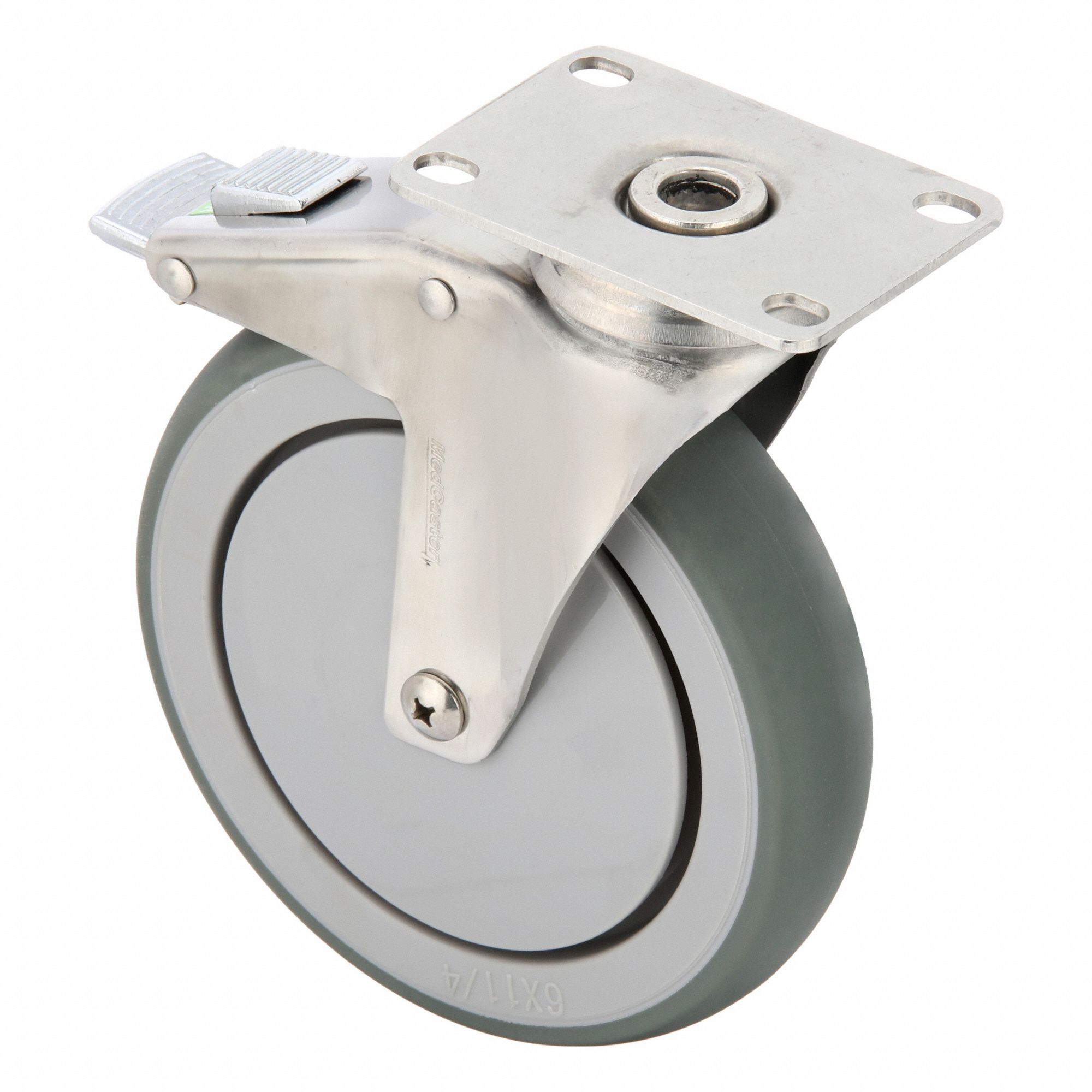 Plate Caster, Swivel, 6" Wheel Dia.
