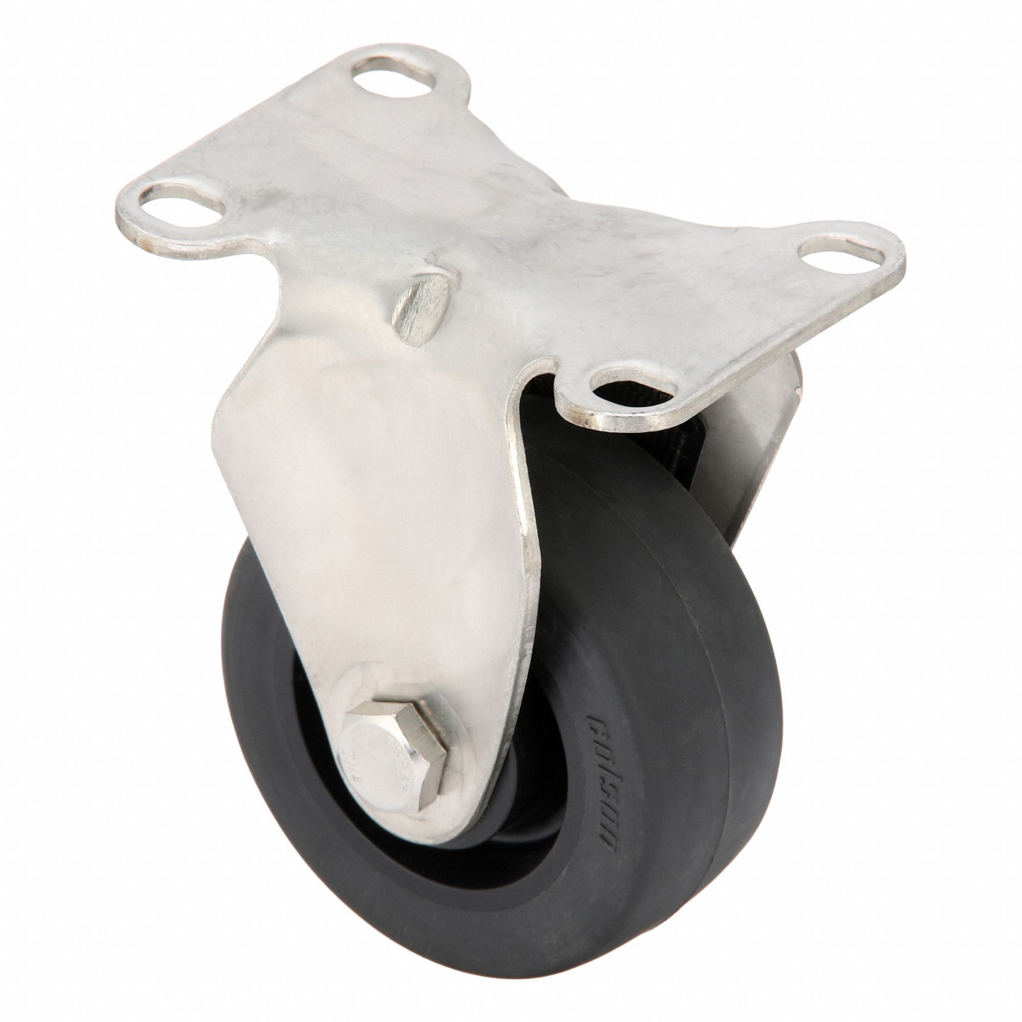 Plate Caster, Rigid, Rubber, 4 1/8"H