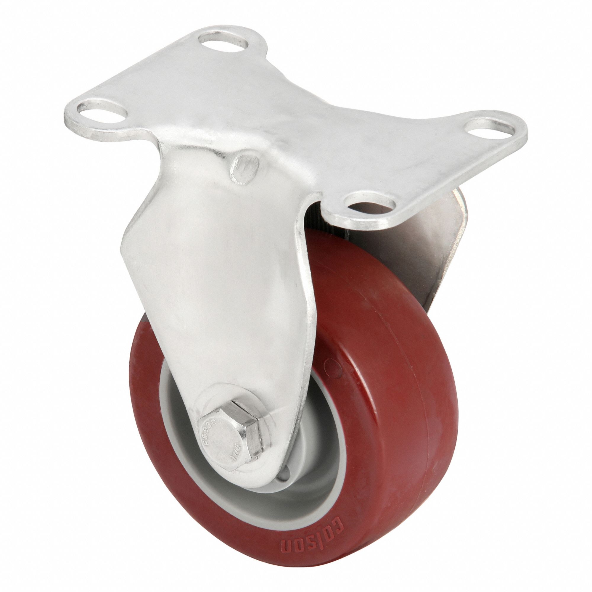 Plate Caster: Corrosion-Resistant, Rigid, Polyurethane, 3 in Wheel Dia, 1 1/4 in Wheel Wd