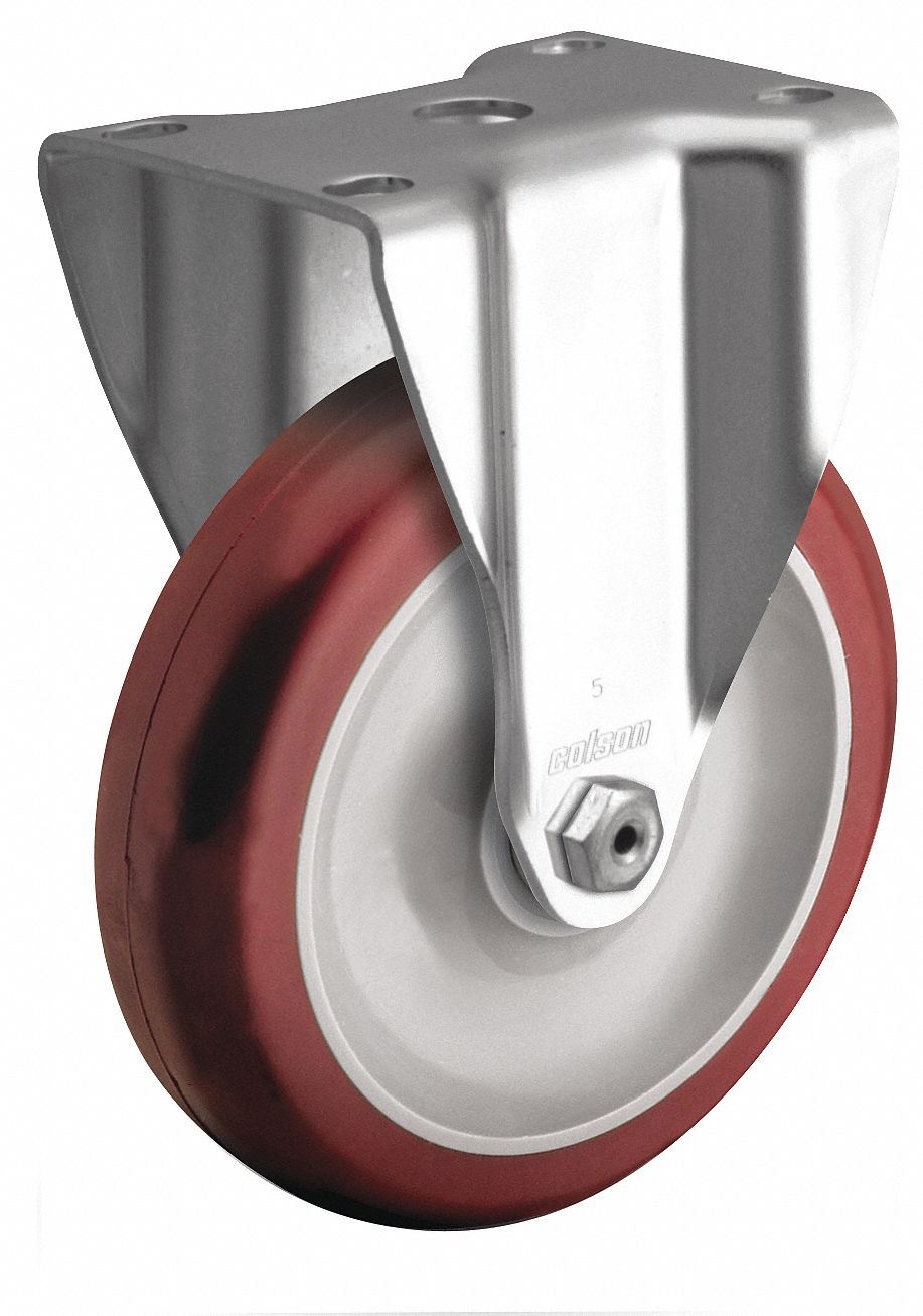 COLSON Standard Plate Caster, Rigid, Rubber, 300 lb, 4 in Wheel Dia