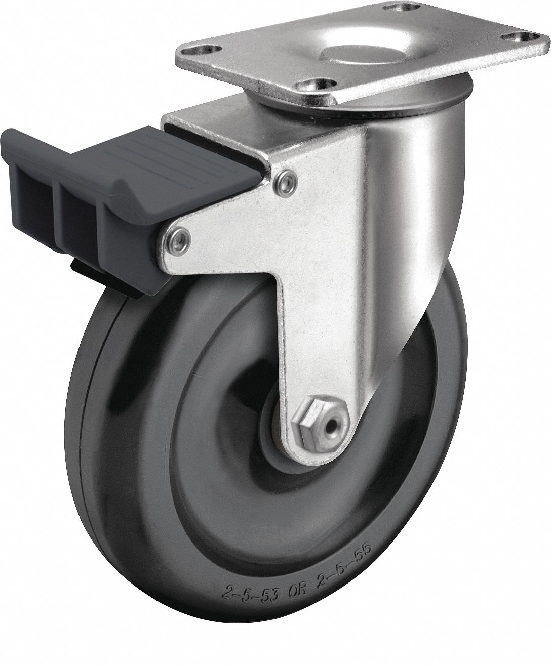 275 lbs Capacity Jarvis 30 Series 4 Diameter PolyLoc Gray Wheel Rigid Plate Caster with Delrin Bearing 3-5/8 Length X 2-3/8 Width Plate 