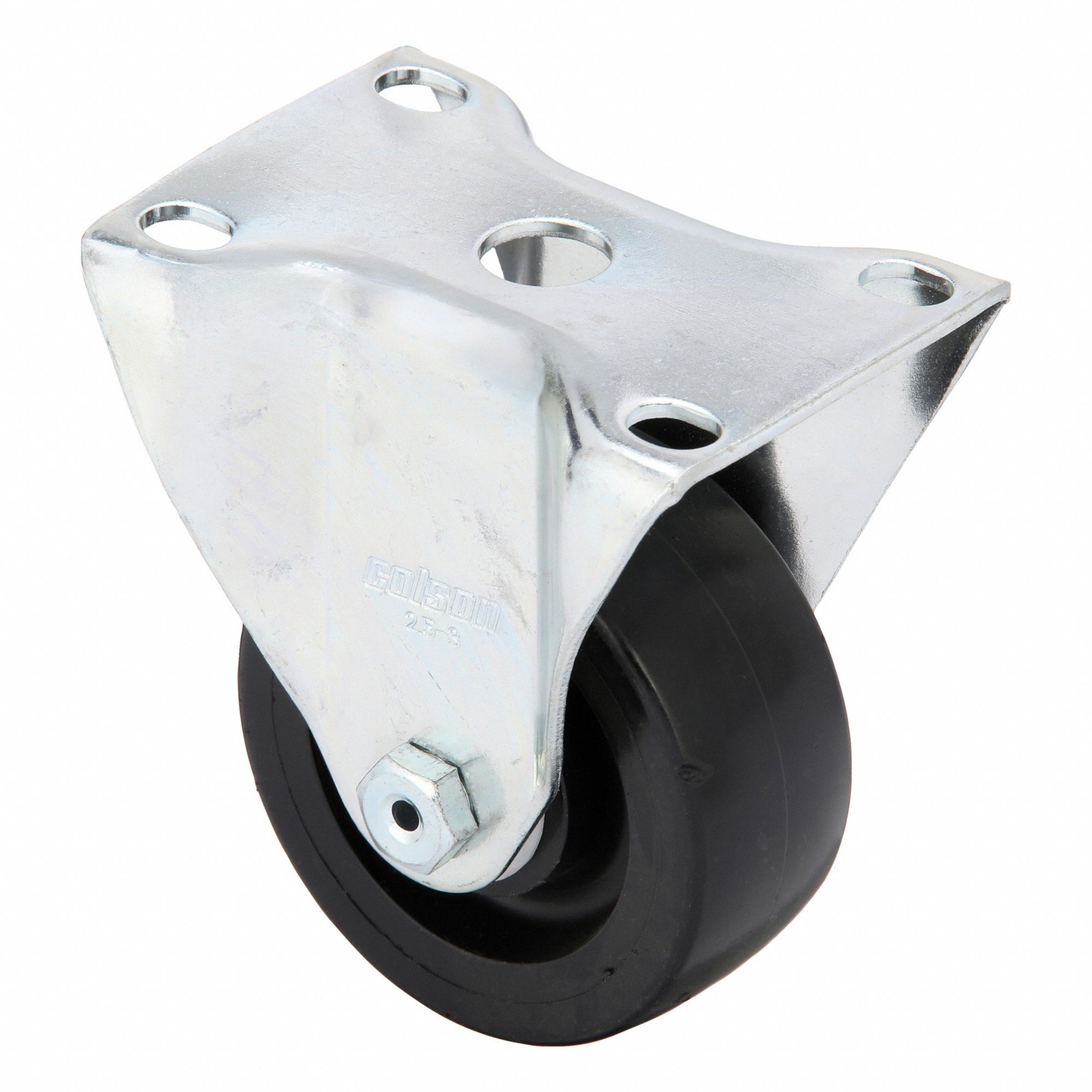 Plate Caster: Rigid, No Brake, Polyolefin, 3 in Wheel Dia, 1 1/4 in Wheel Wd, Slot, Rectangle