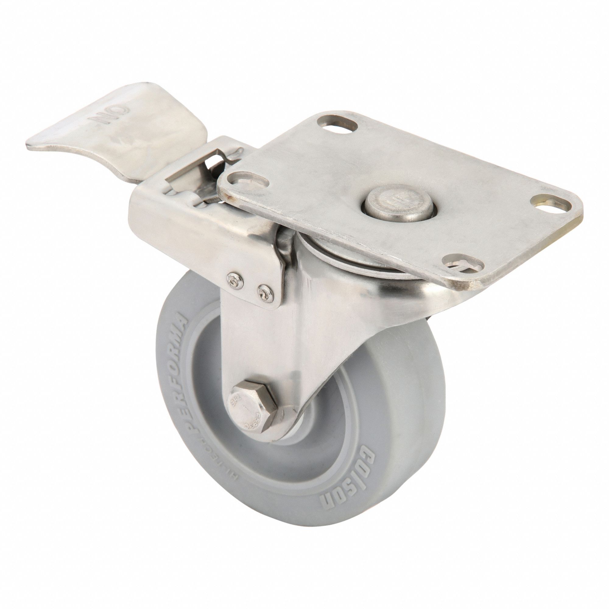 Plate Caster: Corrosion-Resistant/Debris-Resistant/Quiet-Roll/Shock-Absorbing, Swivel, Rubber
