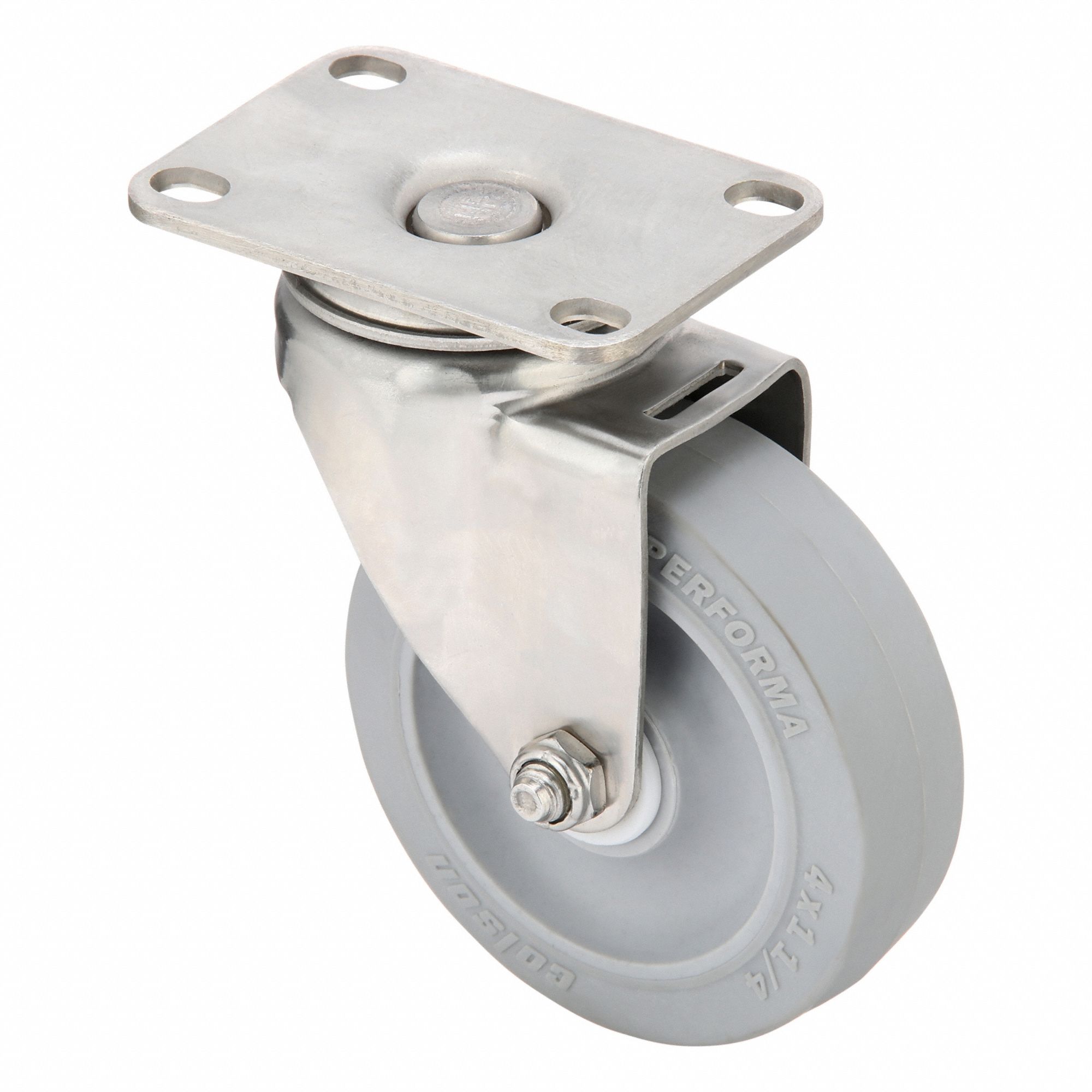 Plate Caster: Corrosion-Resistant/Debris-Resistant/Quiet-Roll/Shock-Absorbing, Swivel, Rubber