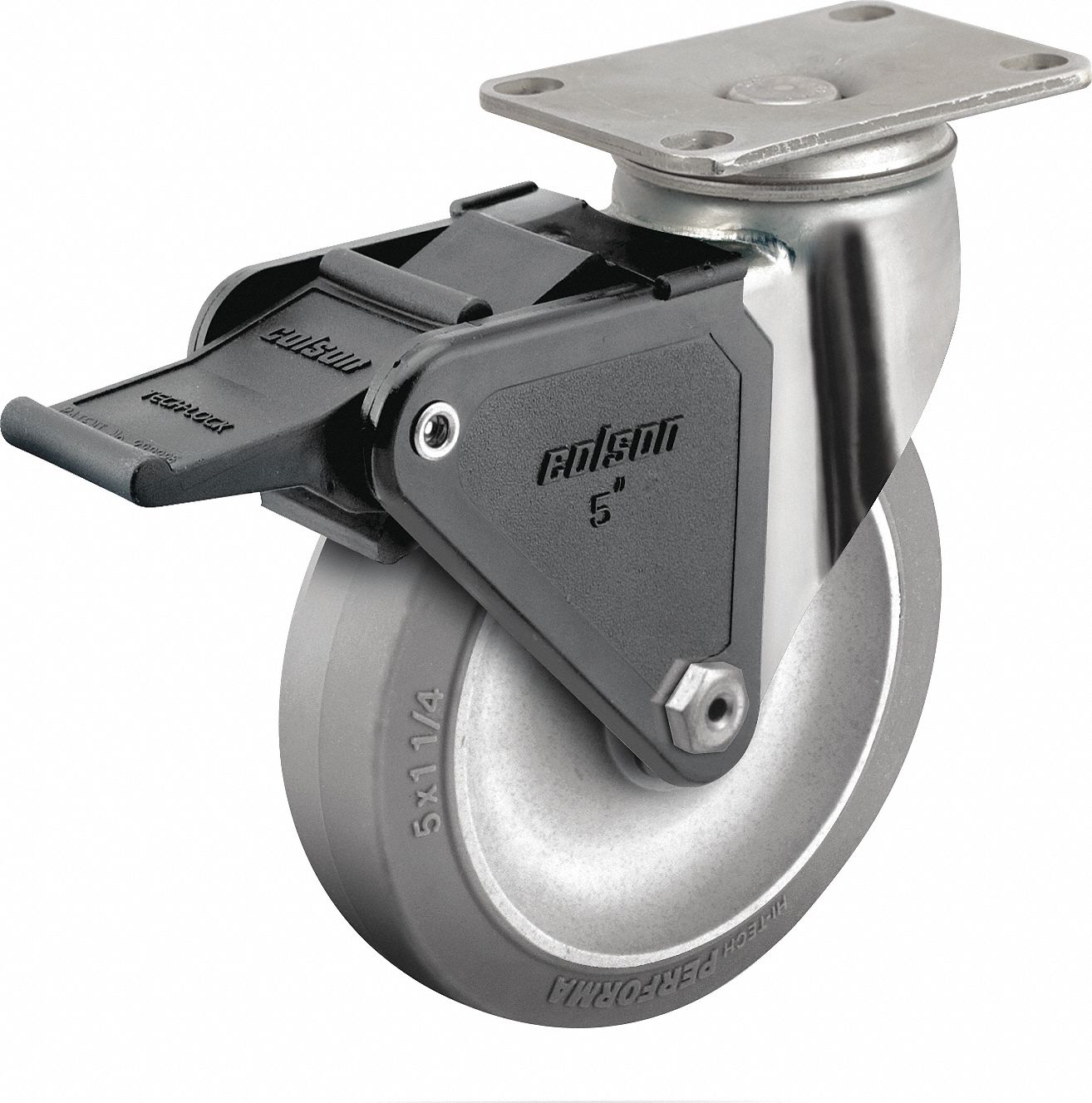 COLSON, 4 in Wheel Dia., 300 lb, Standard Plate Caster 56HE042.04456