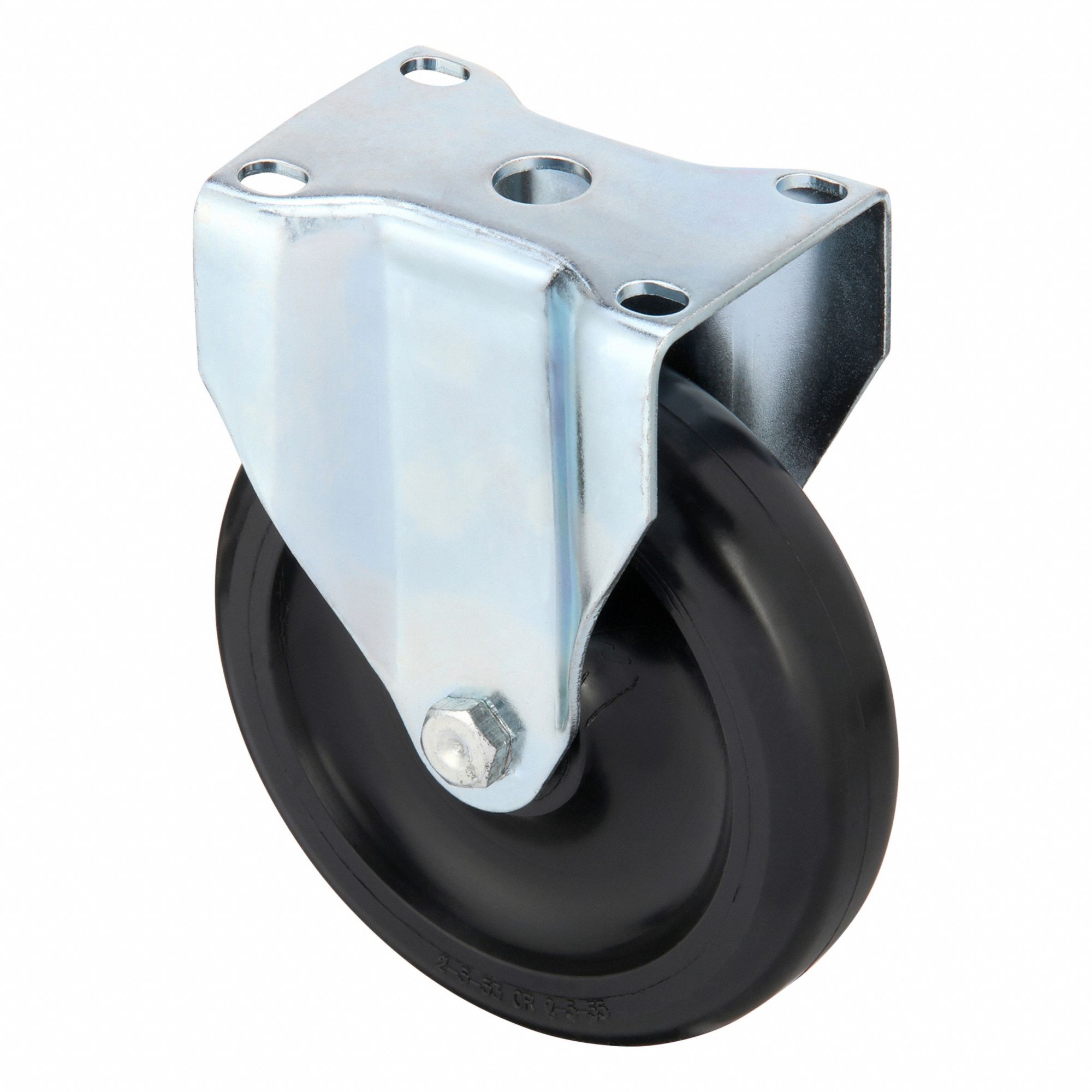 Plate Caster: Rigid, No Brake, Polyolefin, 5 in Wheel Dia, 1 1/4 in Wheel Wd, Slot, Rectangle